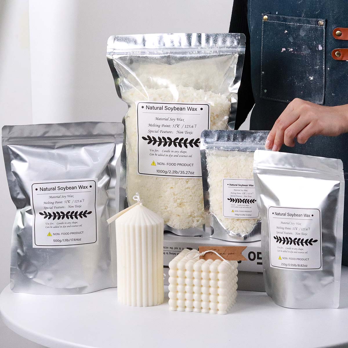 Candle Making Los Angeles - 500g/1kg 천연 소이 왁스 플레이크 DIY