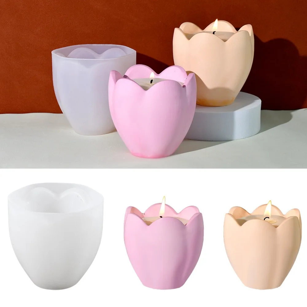 Kraft Box Candle - 튤립 양초 거치대 실리콘 몰드, 꽃