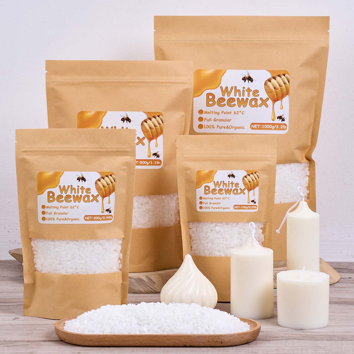Candle Making Kit Beeswax - 1000g 흰색 밀랍 DIY 양초 만들기