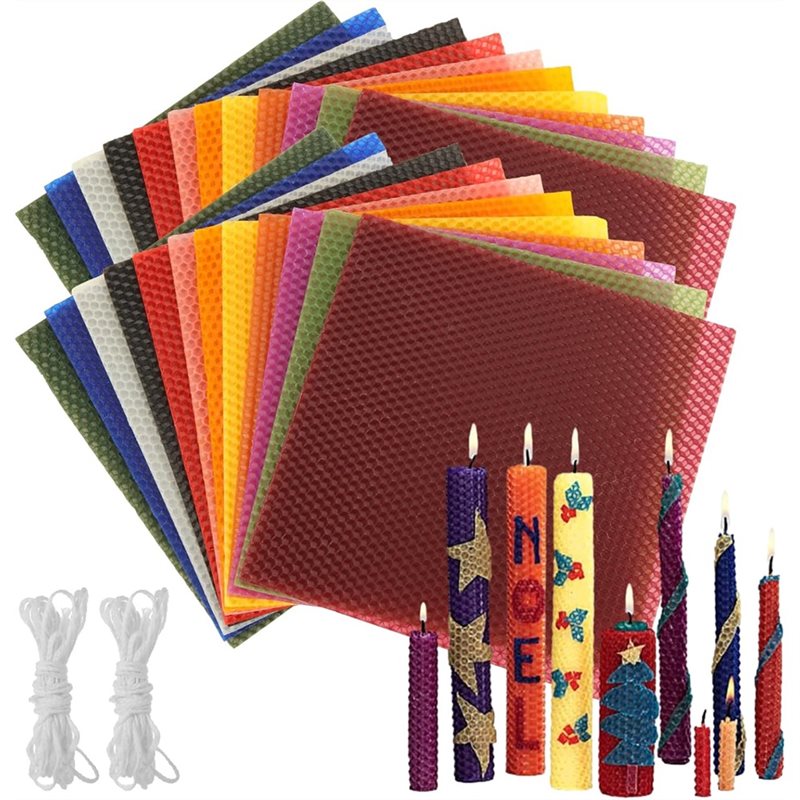 Candle Making Kit Beeswax - AT21-비즈왁스 시트(24개), 8 X 8인치 양초