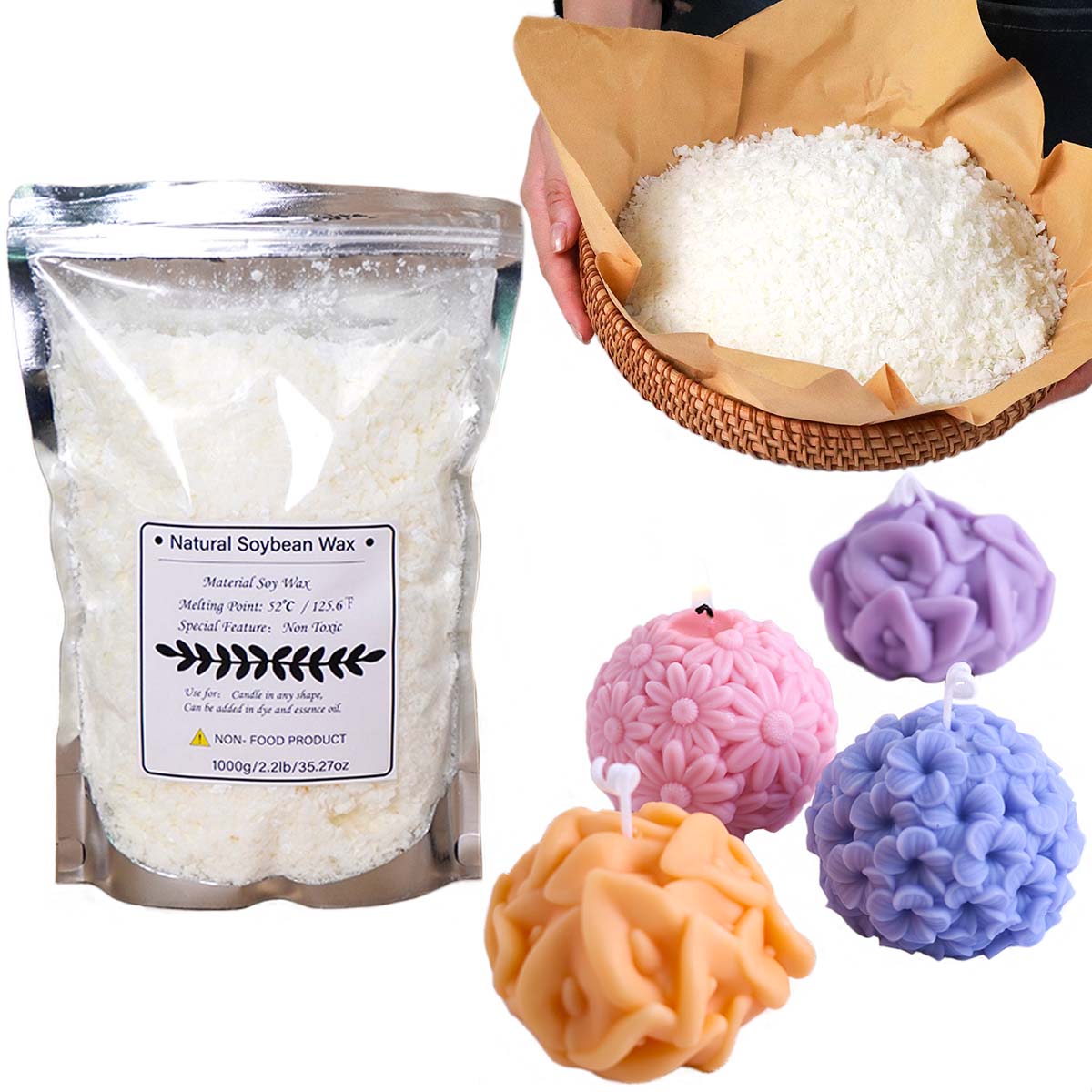 Candle Making Kit Diy - 100/250/500/1000g 천연 소이 왁스 플레이크 DIY