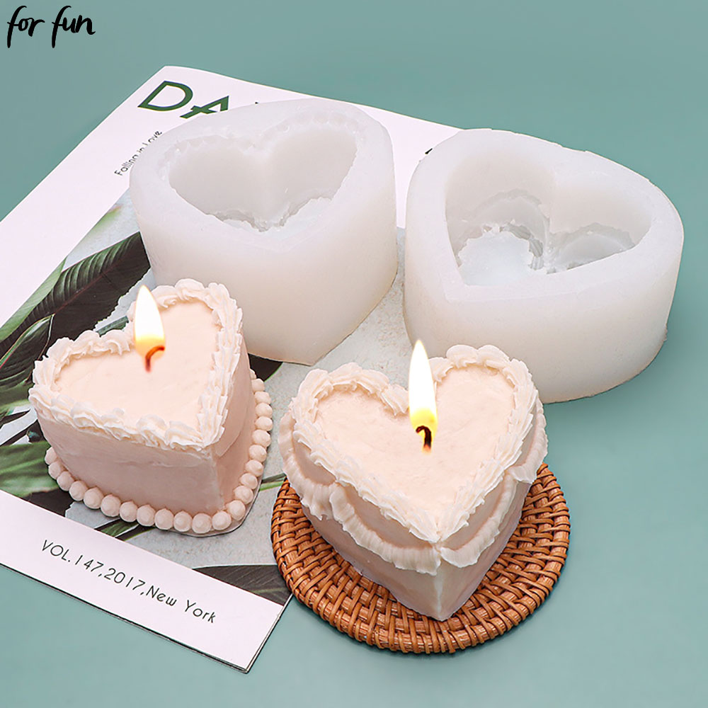 Candle Making Jelly - 재미있는 심장 케이크 모양의 양초 실리콘