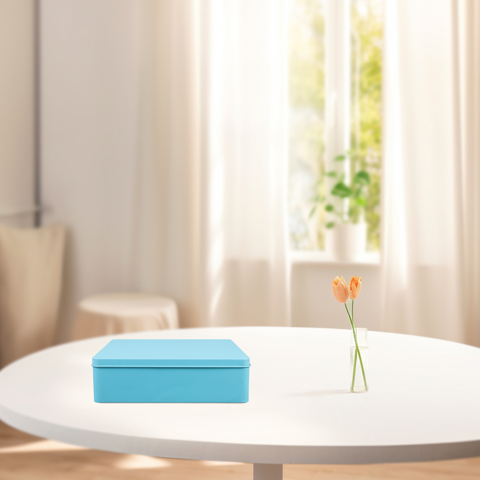 Tin Container Lid - 특대형 장식용 양철 보관함 사각형 금속