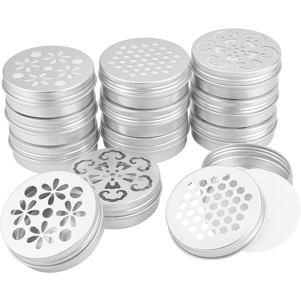 Tin Container Lid - 2온스 알루미늄 통 12개 3가지 스타일