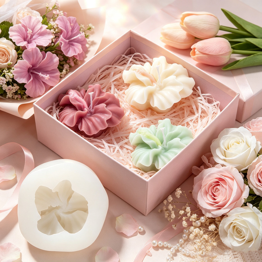 Candle Making Kit Diy - 2pcs 히비스커스 꽃 양초 금형, 폴리머