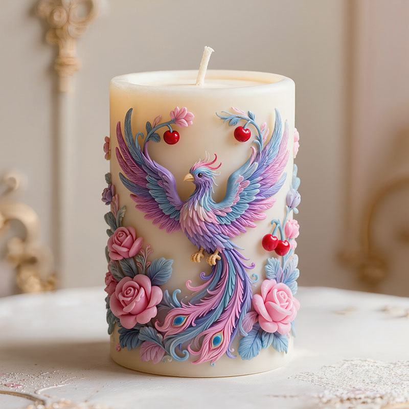 Candle Making Phoenix - 봉황이 날개를 펼치고 주변에 장미가 둘러싸인