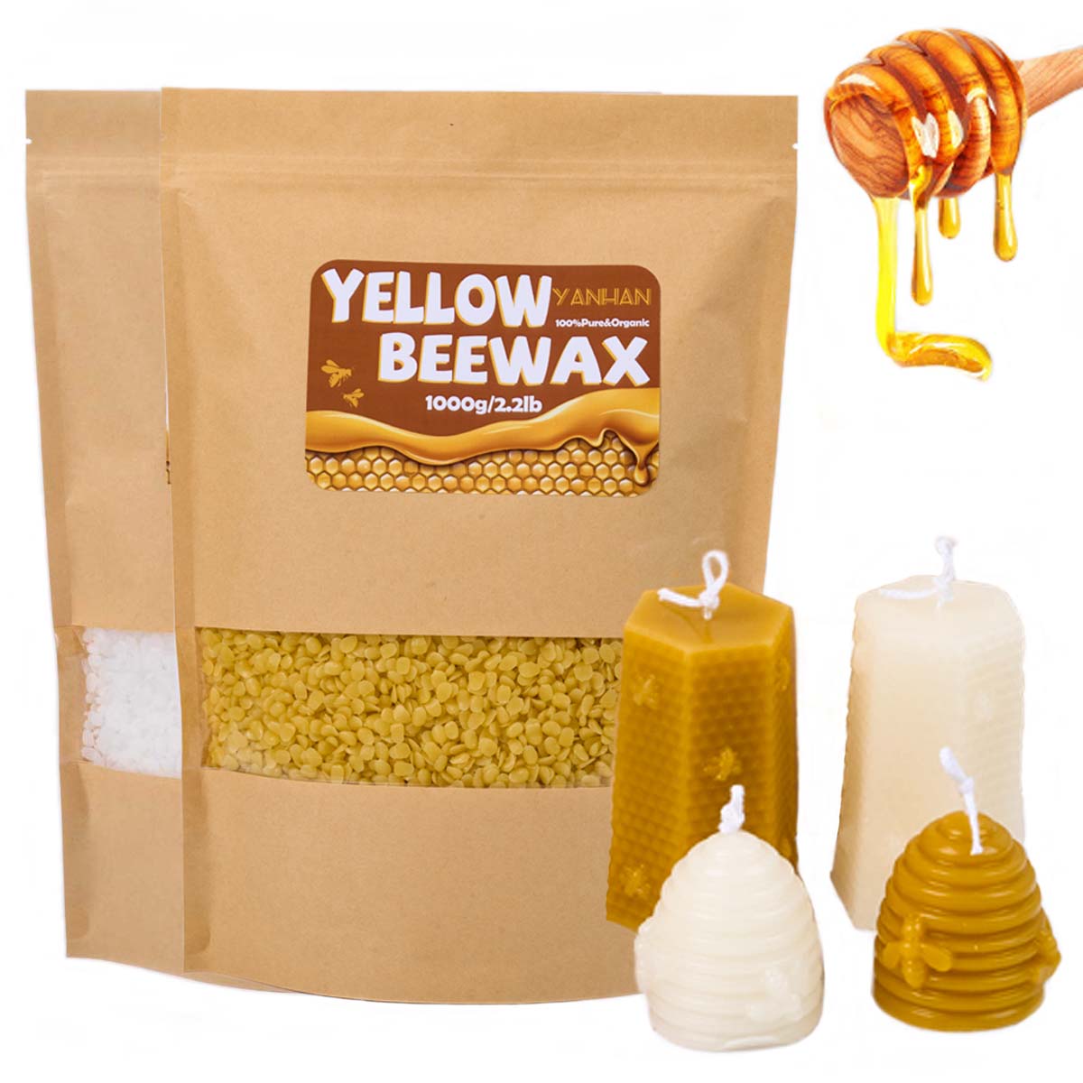 1000g 순수 천연 세분화 된 흰색 노란색 밀랍 DI - Candle Making Kit Beeswax 리뷰 및 가격