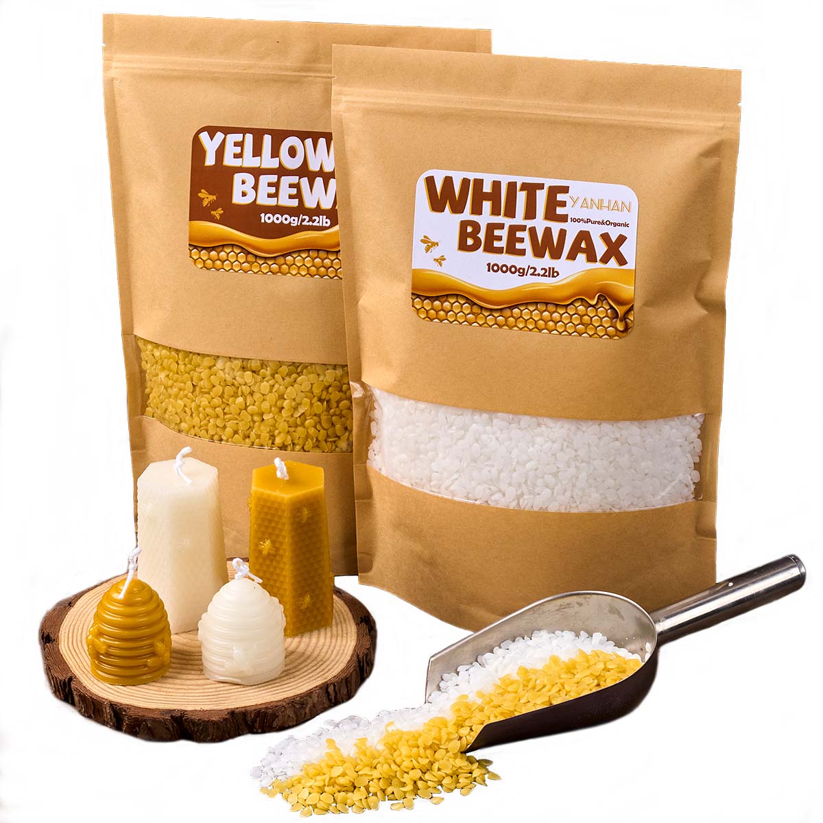 1000g 순수 천연 세분화 된 흰색 노란색 밀랍 DI - Candle Making Kit Beeswax 리뷰 및 가격